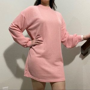 Pink ribbed dress